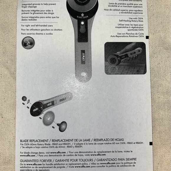 Olfa 60 mm rotary cutter New in box w 2 refill blades - Picture 3 of 3